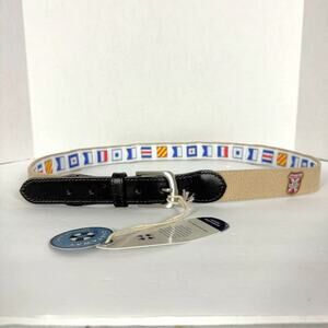 NWT- Castaway Nantucket Men's Bowsprit Belt Embroidered Bushwood Tan SZ 42